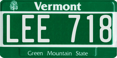 VT license plate LEE718