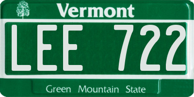 VT license plate LEE722