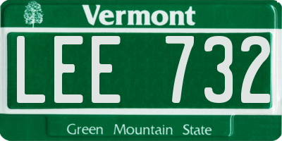 VT license plate LEE732