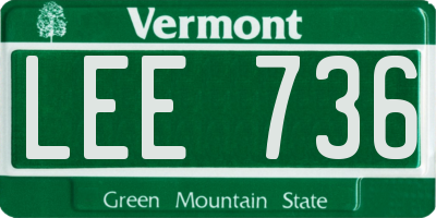 VT license plate LEE736