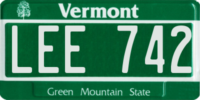 VT license plate LEE742