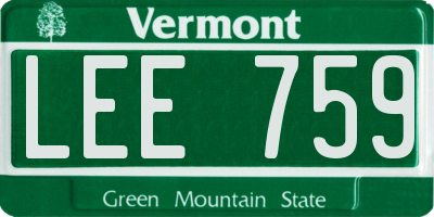 VT license plate LEE759