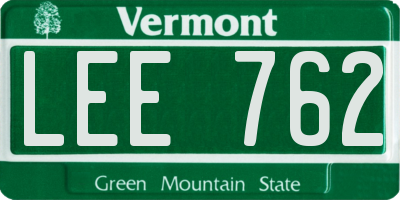 VT license plate LEE762