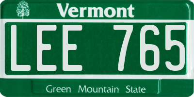 VT license plate LEE765