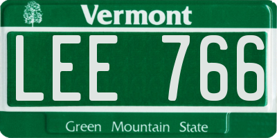 VT license plate LEE766