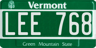 VT license plate LEE768