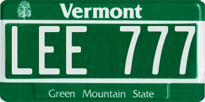 VT license plate LEE777