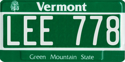 VT license plate LEE778