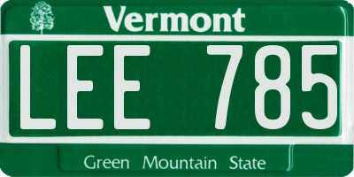 VT license plate LEE785