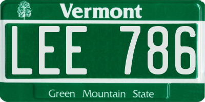 VT license plate LEE786