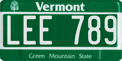 VT license plate LEE789