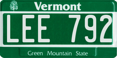 VT license plate LEE792