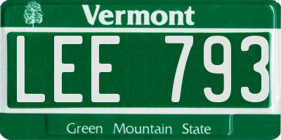 VT license plate LEE793