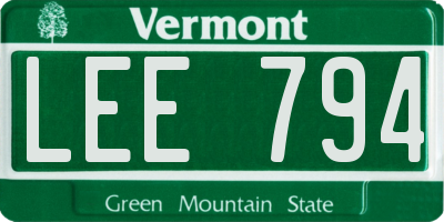 VT license plate LEE794