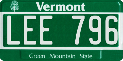 VT license plate LEE796