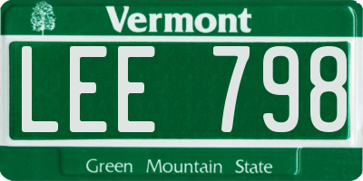 VT license plate LEE798
