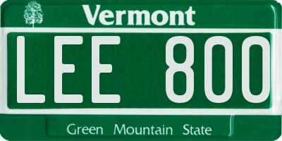 VT license plate LEE800