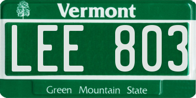VT license plate LEE803