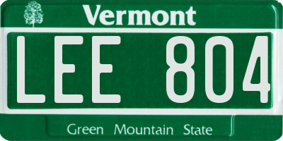 VT license plate LEE804