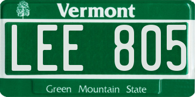 VT license plate LEE805