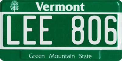 VT license plate LEE806
