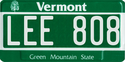 VT license plate LEE808