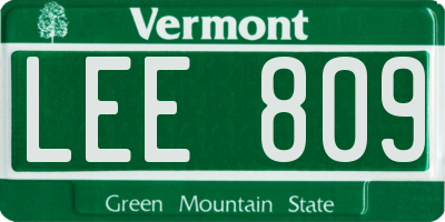 VT license plate LEE809