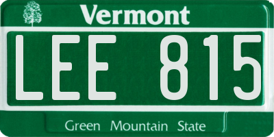 VT license plate LEE815