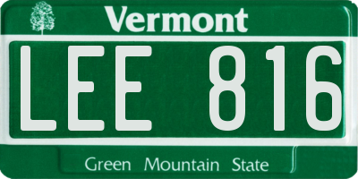 VT license plate LEE816