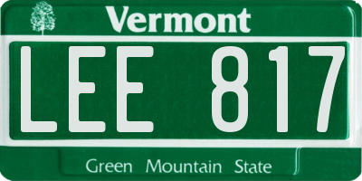 VT license plate LEE817