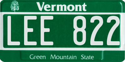 VT license plate LEE822