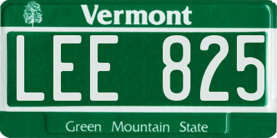 VT license plate LEE825
