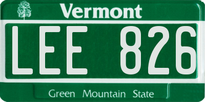 VT license plate LEE826