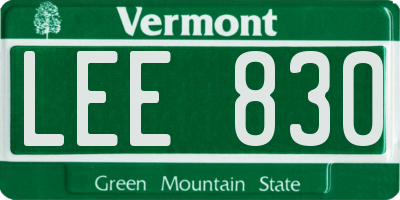 VT license plate LEE830