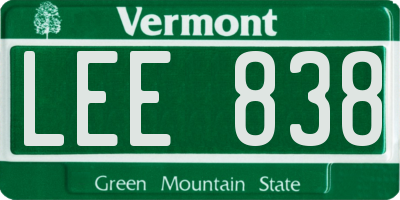VT license plate LEE838