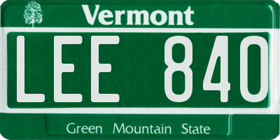 VT license plate LEE840