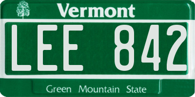 VT license plate LEE842