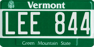 VT license plate LEE844