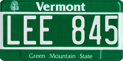 VT license plate LEE845