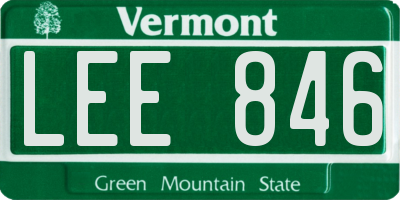 VT license plate LEE846