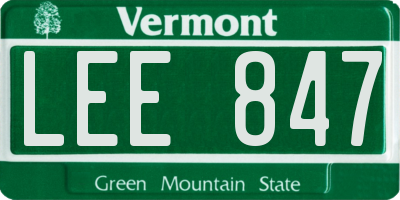 VT license plate LEE847