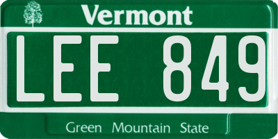VT license plate LEE849