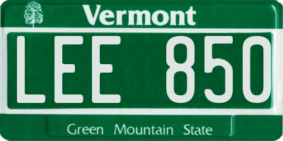 VT license plate LEE850