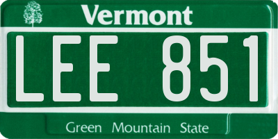 VT license plate LEE851