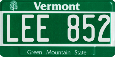 VT license plate LEE852