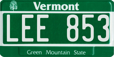 VT license plate LEE853