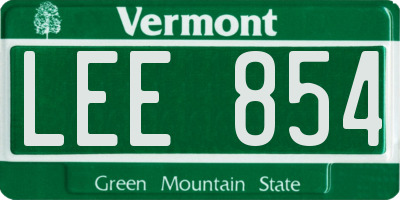 VT license plate LEE854