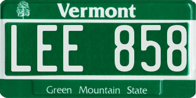 VT license plate LEE858