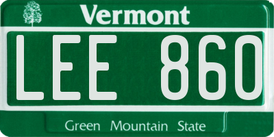 VT license plate LEE860