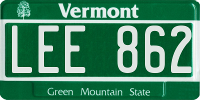 VT license plate LEE862